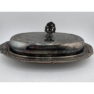 Vintage Collectible Tableware Antique Silver-Plated Butter Dish With Lid‎